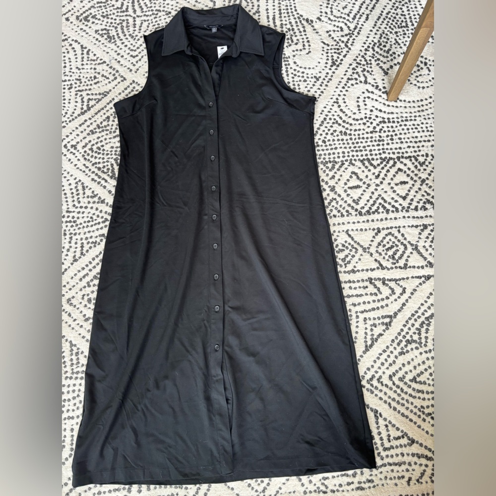 Banana Republic Classic Black Button-Front Midi Dress plus